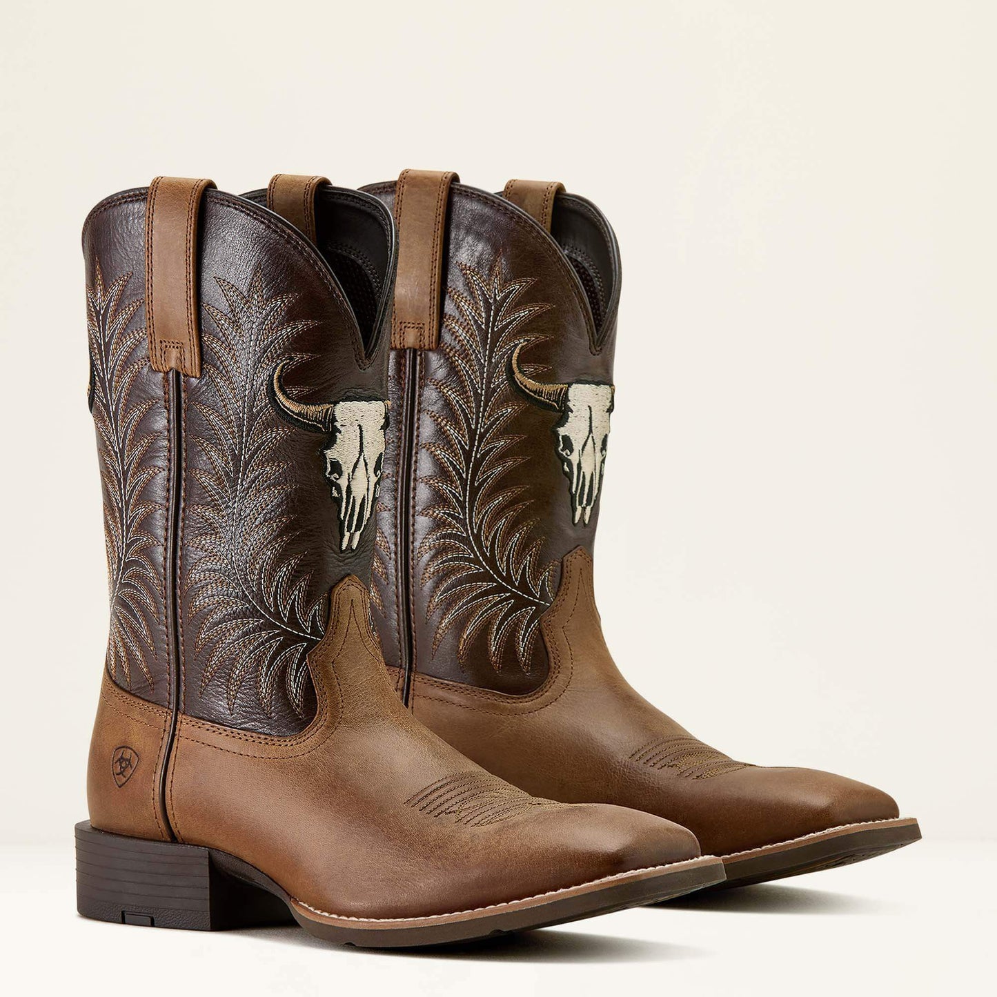 Ariat Sport Steer Skull Wide Square Toe Cowboy Boot