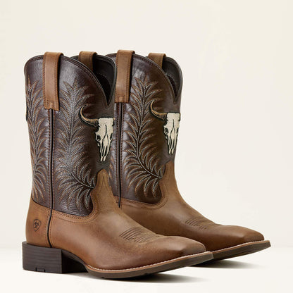 Ariat Sport Steer Skull Wide Square Toe Cowboy Boot