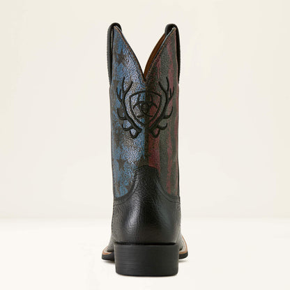 Ariat Sport Liberty Antler Wide Square Toe Cowboy Boot