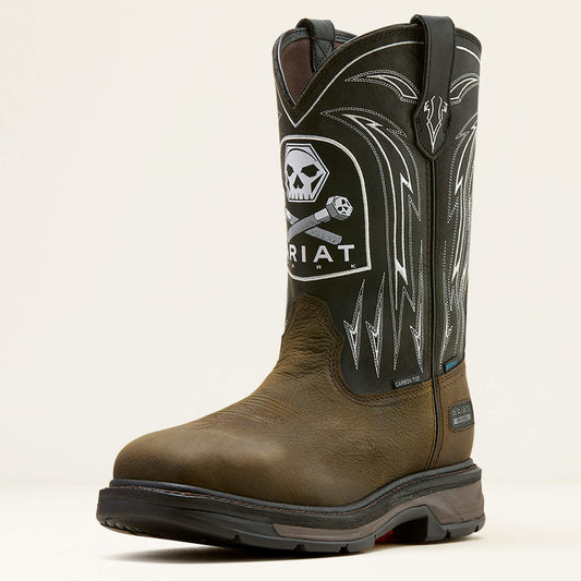 Ariat WorkHog XT Bolt Skull Waterproof Wide Square Toe Carbon Toe Work Boot