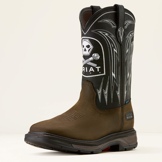 Ariat WorkHog XT Bolt Skull Waterproof Wide Square Toe Work Boot