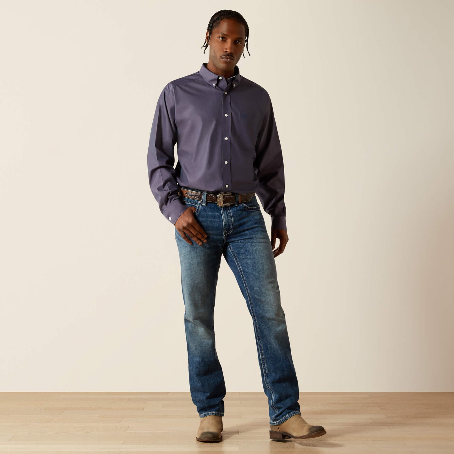 Ariat Wrinkle Free Solid Pinpoint Oxford Classic Fit Shirt
