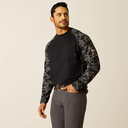 Ariat FR AC Stretch Camo Baseball T-Shirt