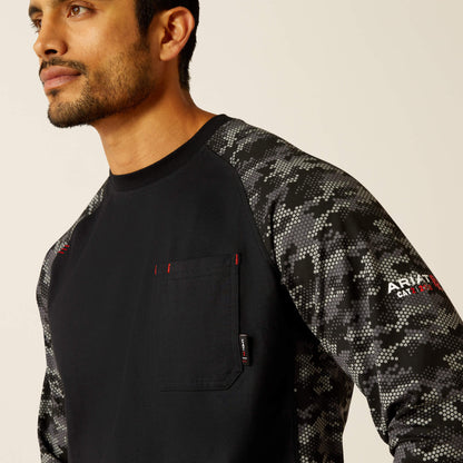 Ariat FR AC Stretch Camo Baseball T-Shirt