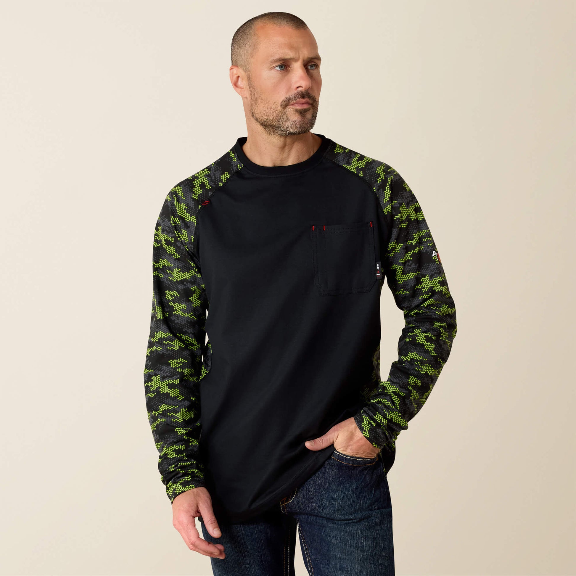 Ariat FR AC Stretch Camo Baseball T-Shirt