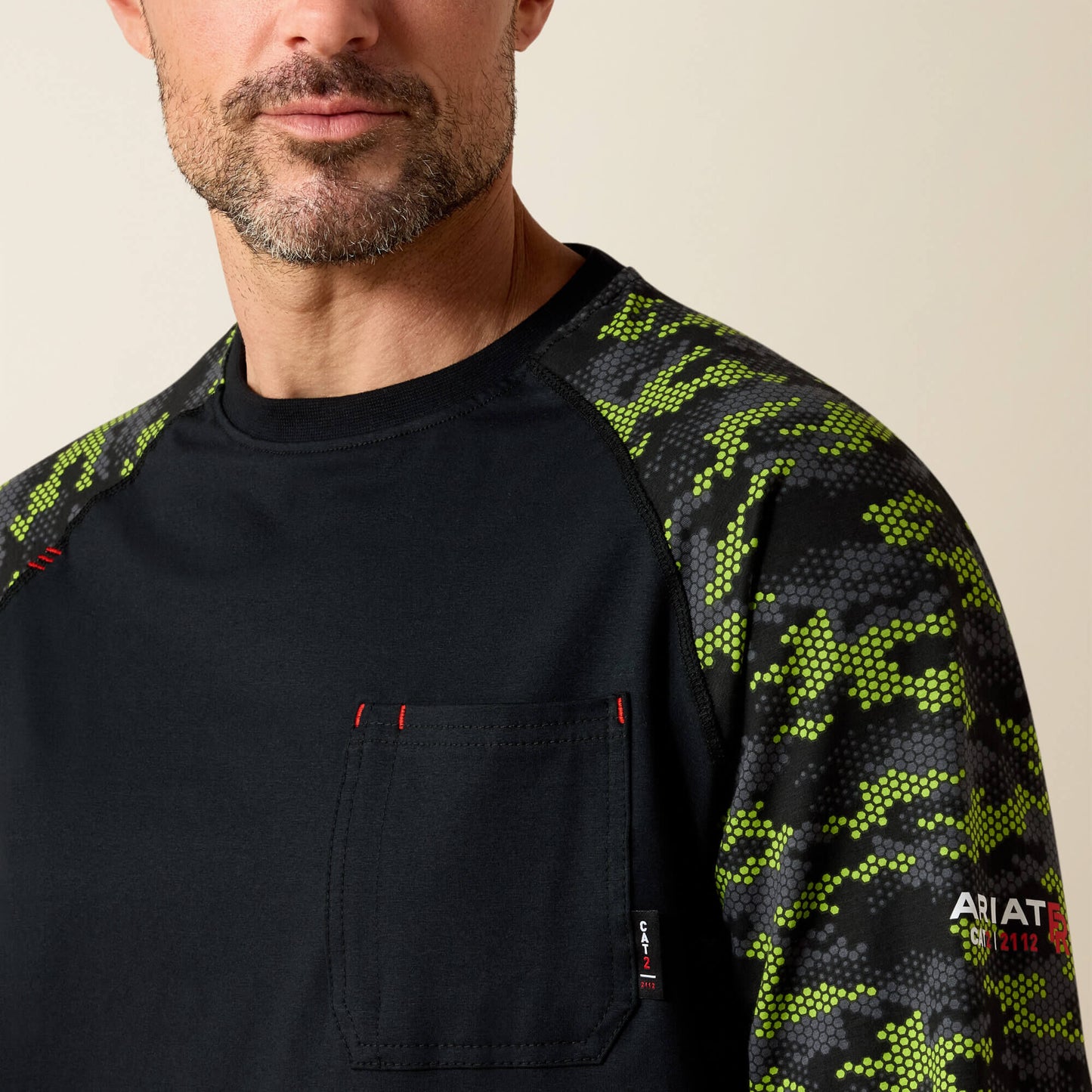 Ariat FR AC Stretch Camo Baseball T-Shirt