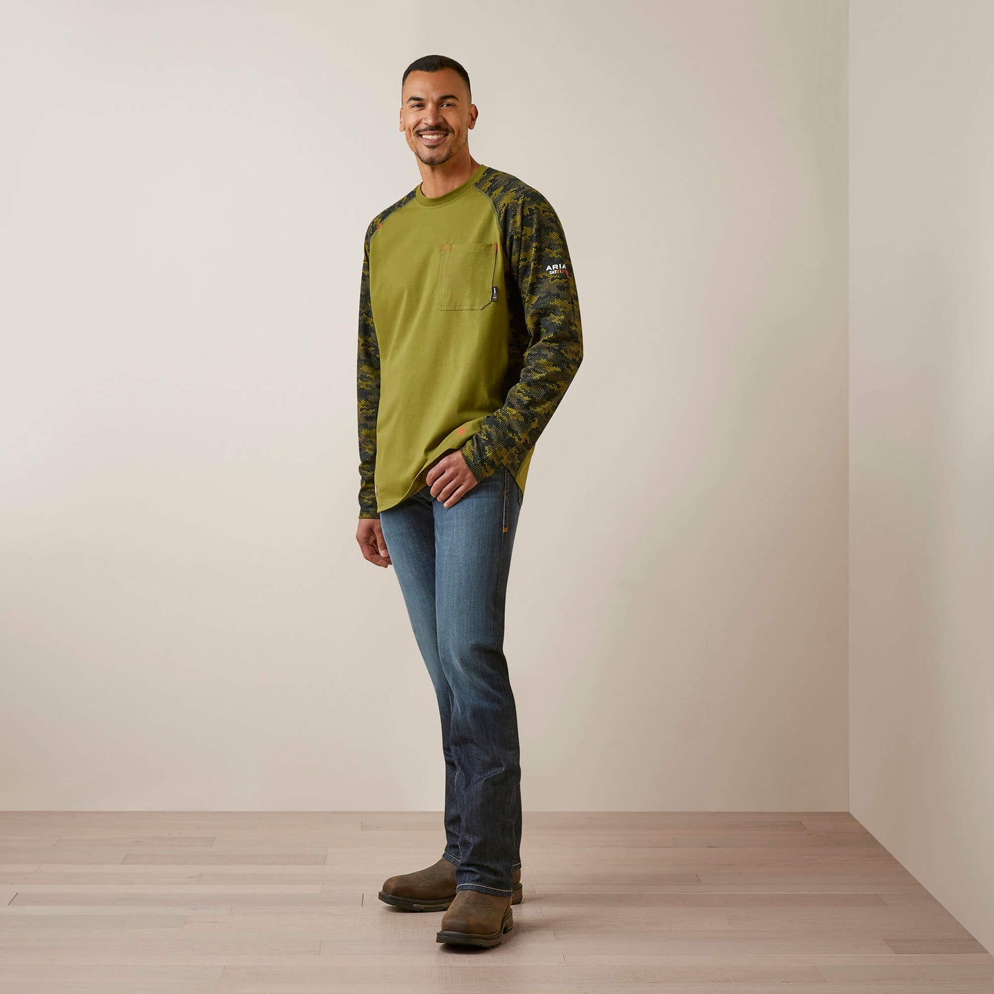 Ariat FR AC Stretch Camo Baseball T-Shirt