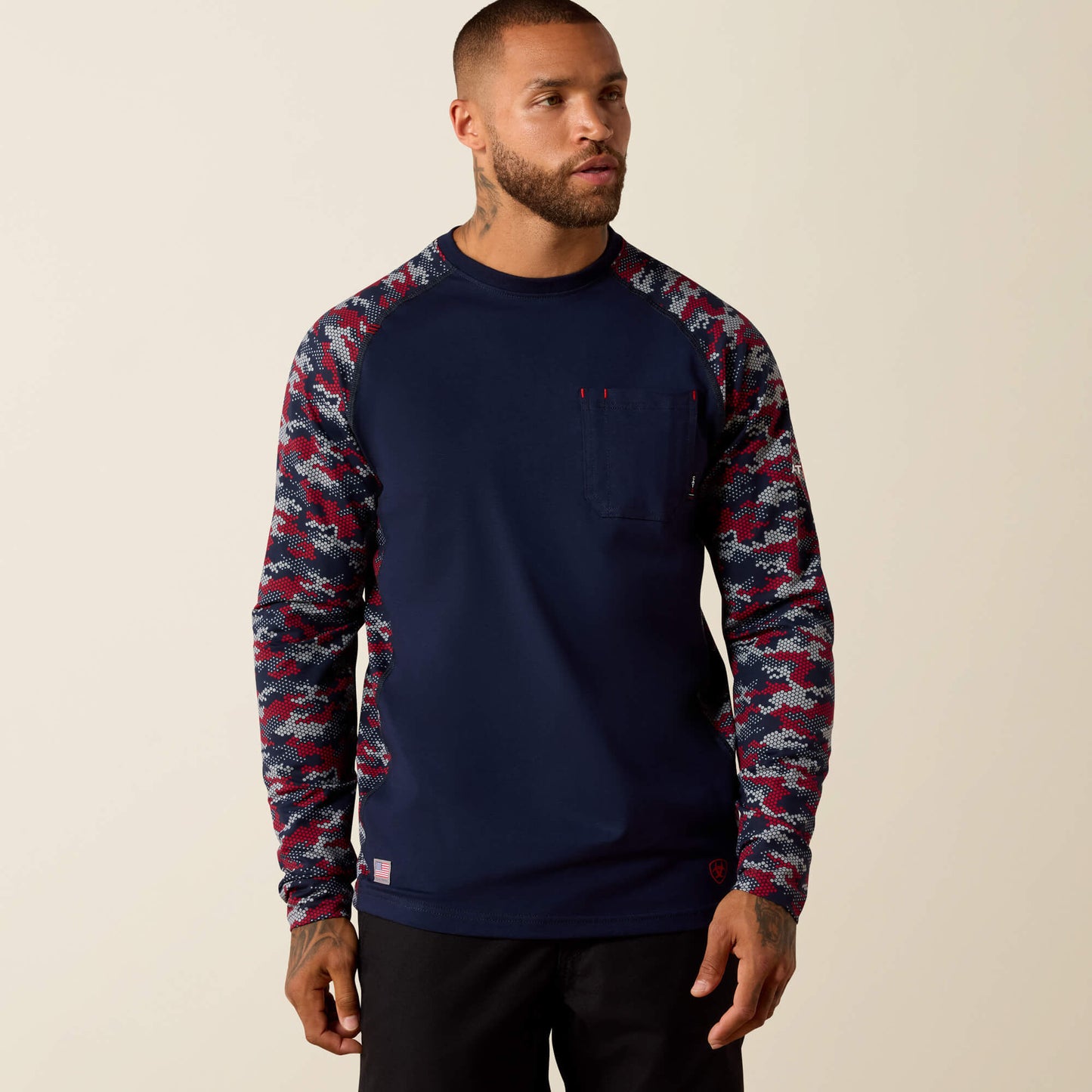 Ariat FR AC Stretch Camo Baseball T-Shirt