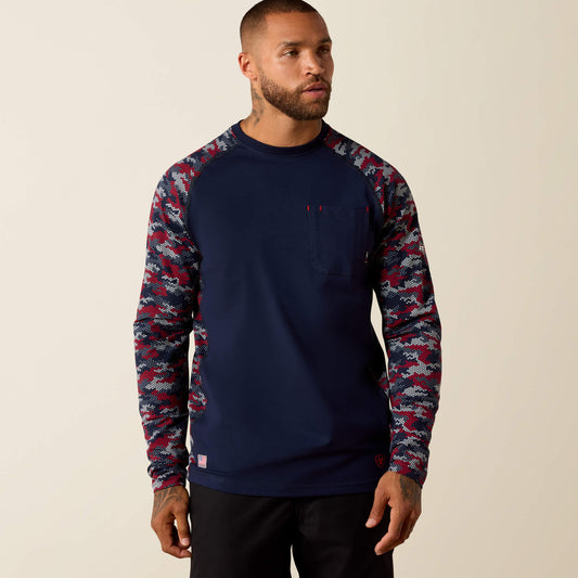 Ariat FR AC Stretch Camo Baseball T-Shirt
