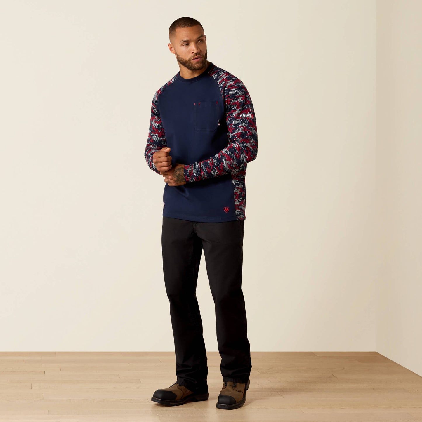 Ariat FR AC Stretch Camo Baseball T-Shirt
