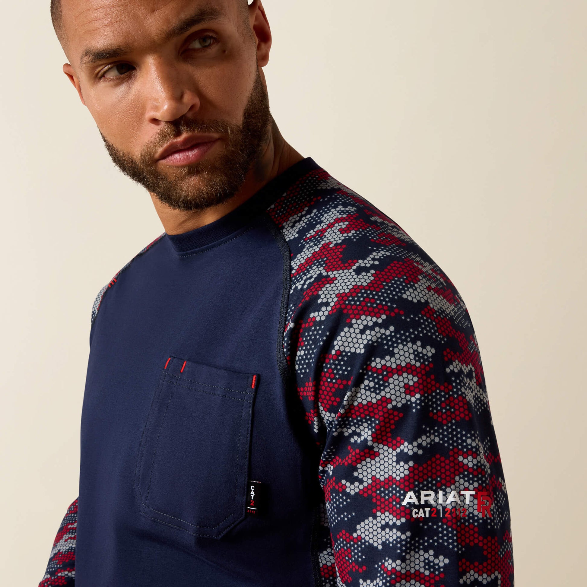 Ariat FR AC Stretch Camo Baseball T-Shirt