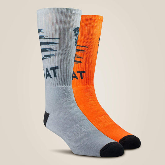Ariat Patriot Graphic Crew Work Sock 2 Pair Multi Color Pack