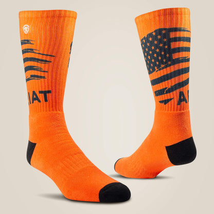 Ariat Patriot Graphic Crew Work Sock 2 Pair Multi Color Pack