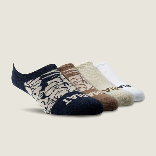 Ariat Hilo No Slip No Show Sock 4 Pair Multi Color Pack