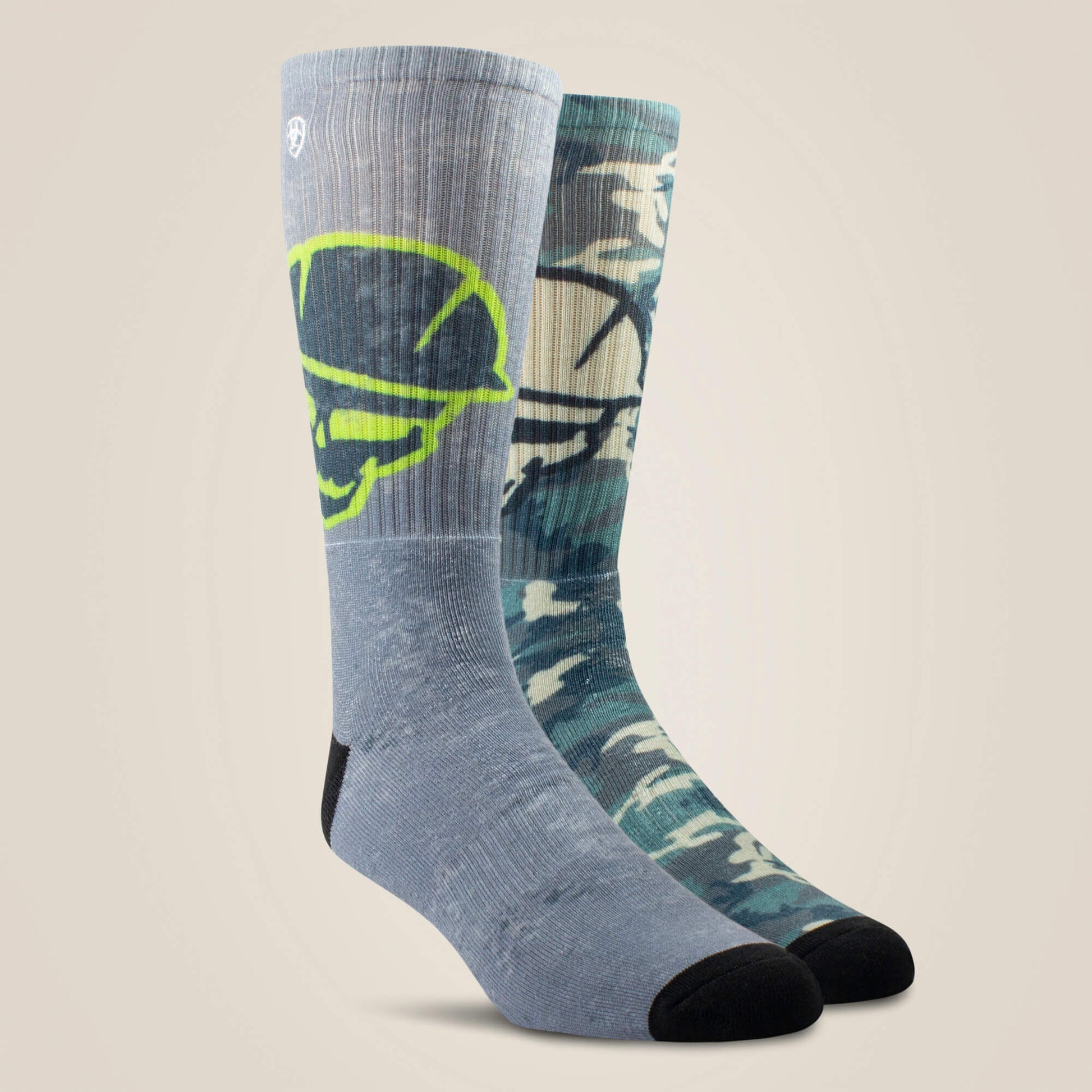 Ariat Roughneck Graphic Crew Work Sock 2 Pair Multi Color Pack