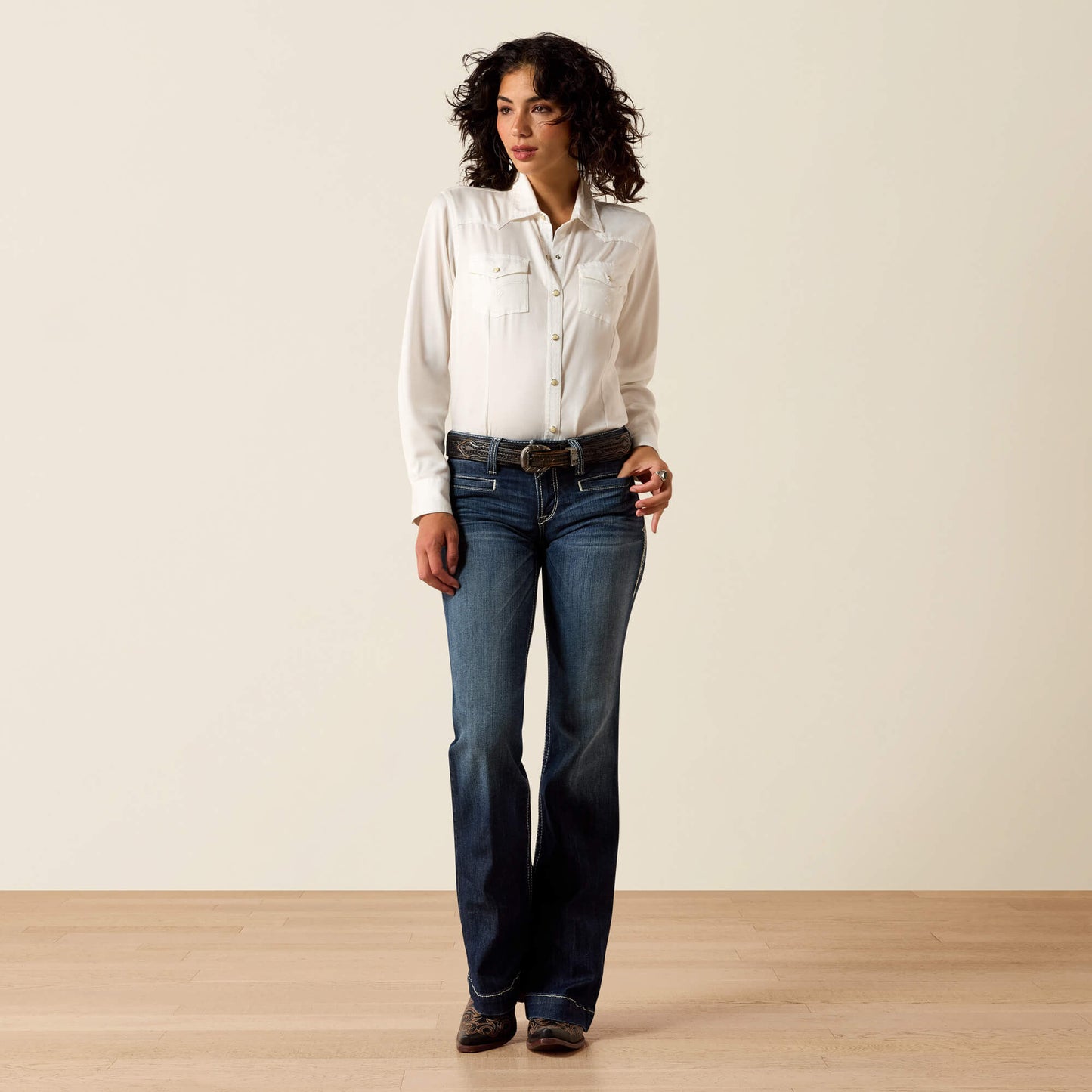 Ariat Trouser Mid Rise Stretch Entwined Wide Leg Jean