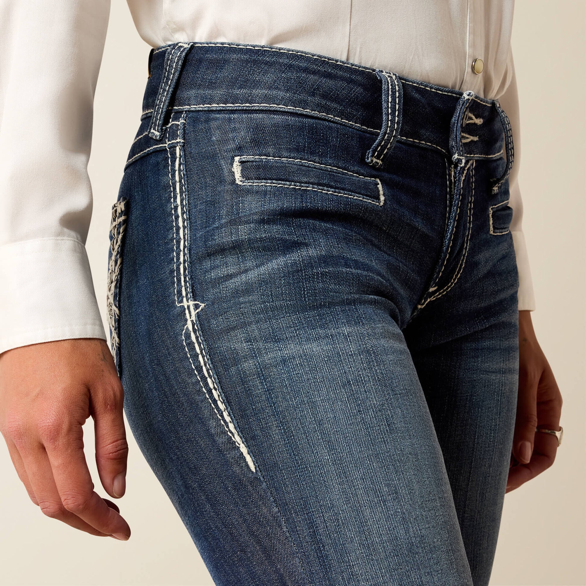 Ariat Trouser Mid Rise Stretch Entwined Wide Leg Jean