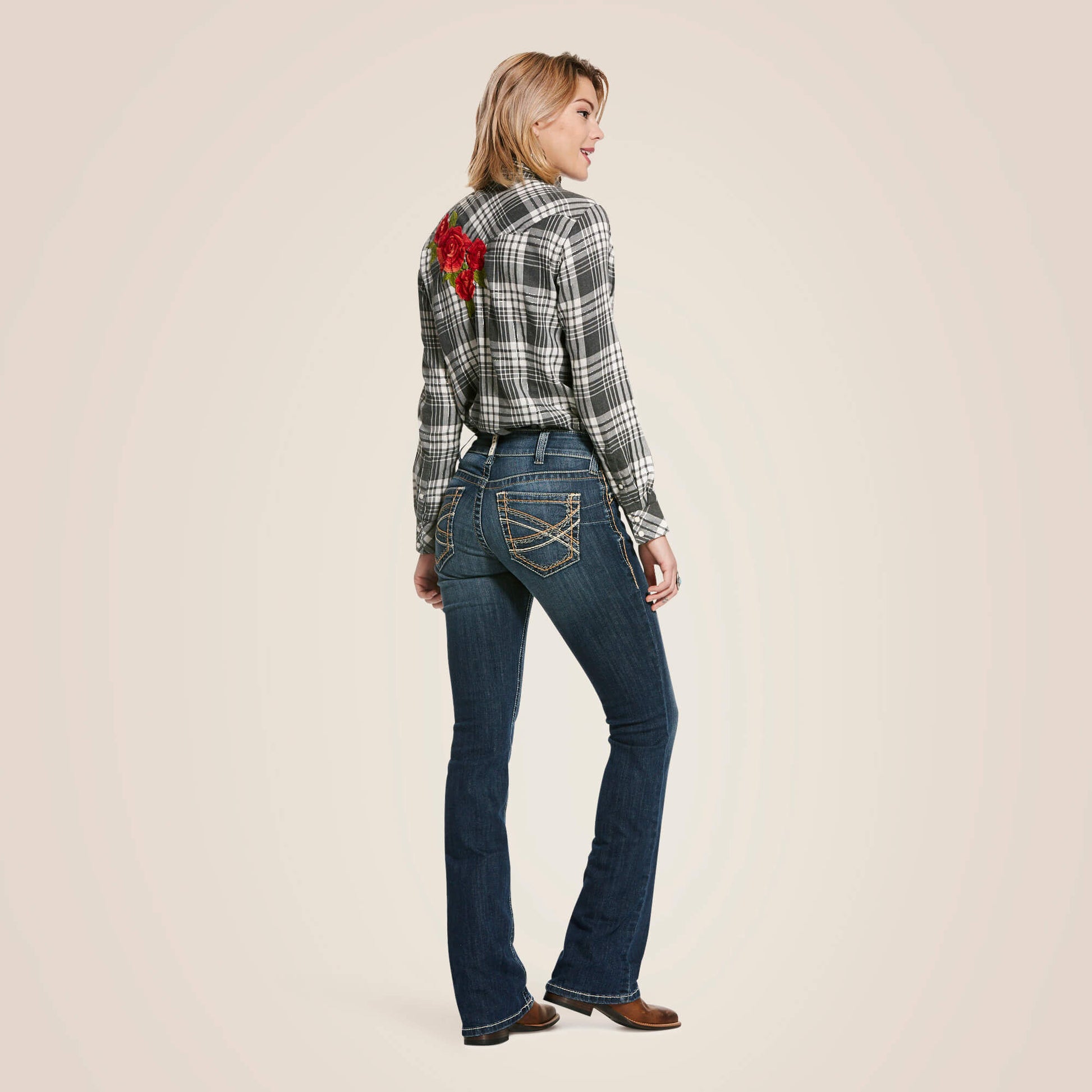 Ariat R.E.A.L. Mid Rise Stretch Entwined Festival Boot Cut Jean