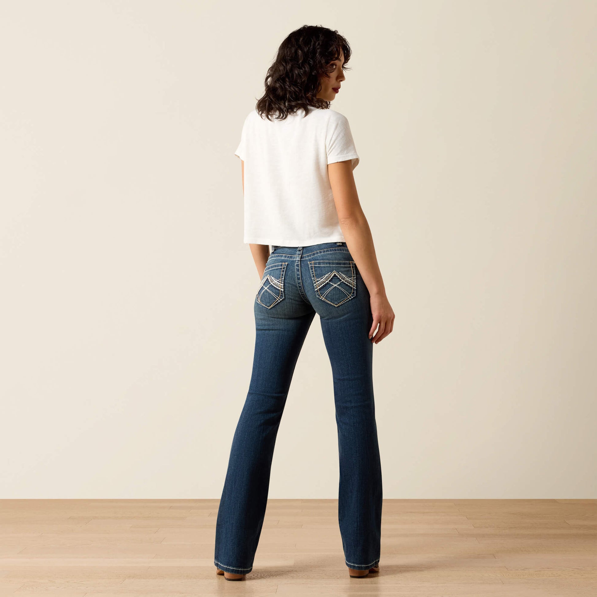 Ariat R.E.A.L. Mid Rise Stretch Whipstitch Boot Cut Jean