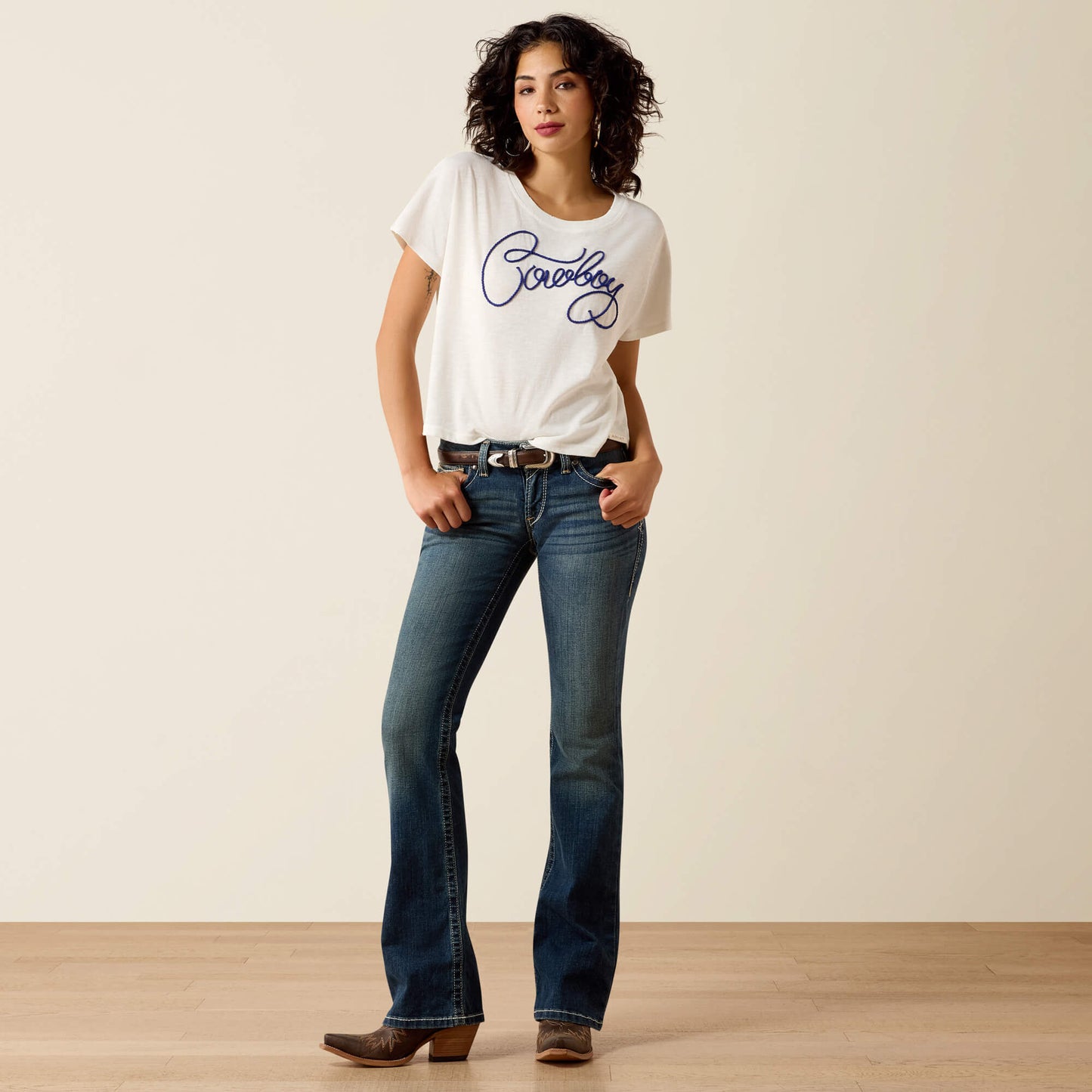 Ariat R.E.A.L. Mid Rise Stretch Whipstitch Boot Cut Jean