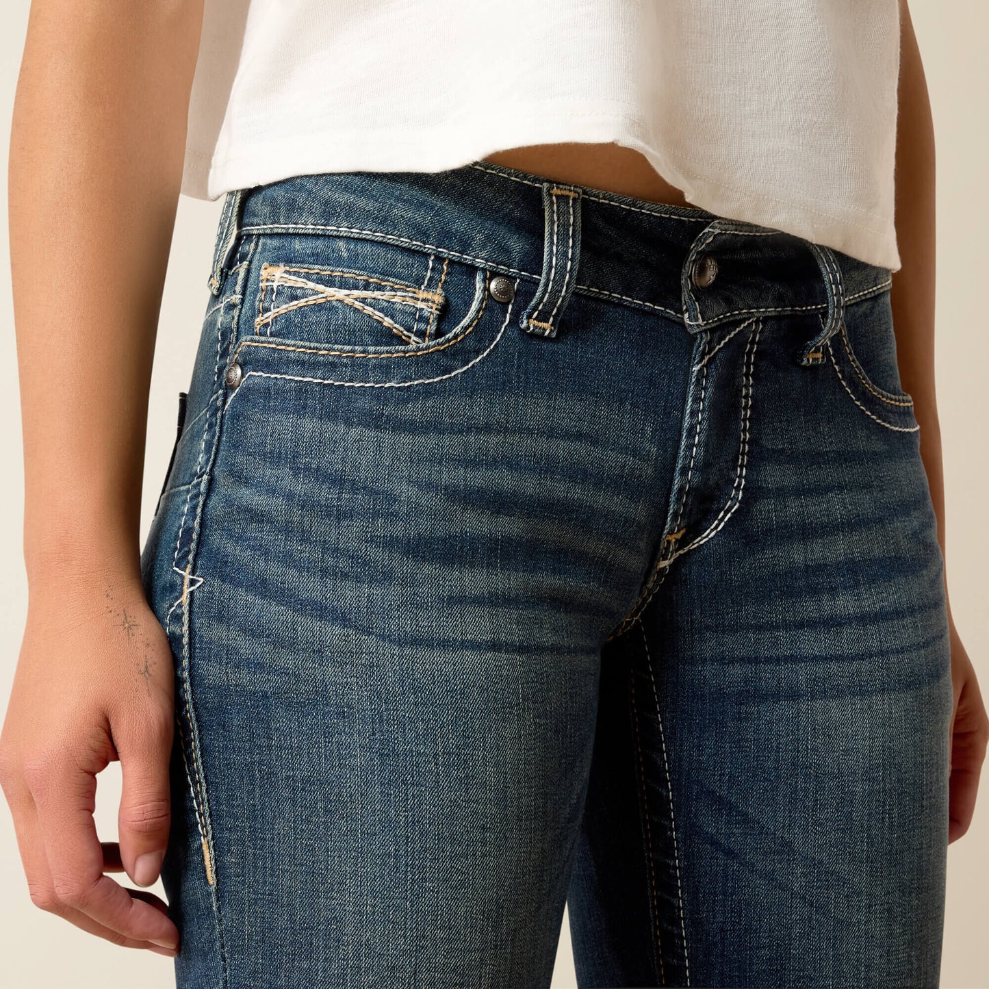 Ariat R.E.A.L. Mid Rise Stretch Whipstitch Boot Cut Jean