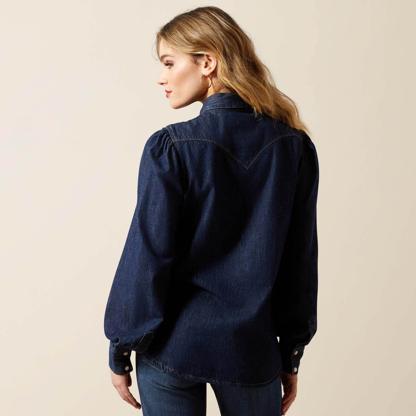 Ariat Puff Sleeve Denim Snap Shirt