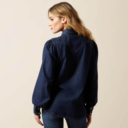 Ariat Puff Sleeve Denim Snap Shirt