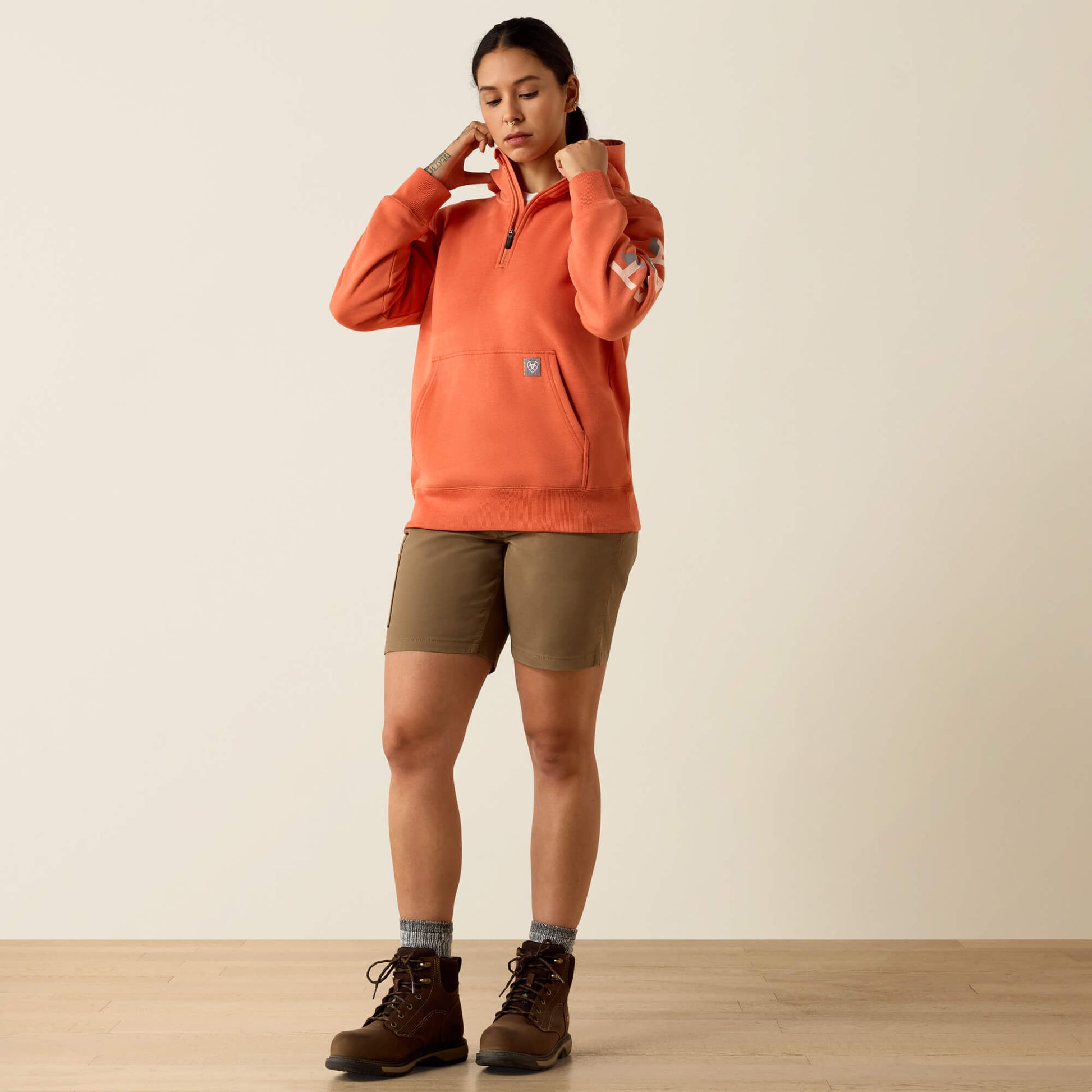 Ariat Rebar Lightweight Logo 1/2 Zip Hoodie