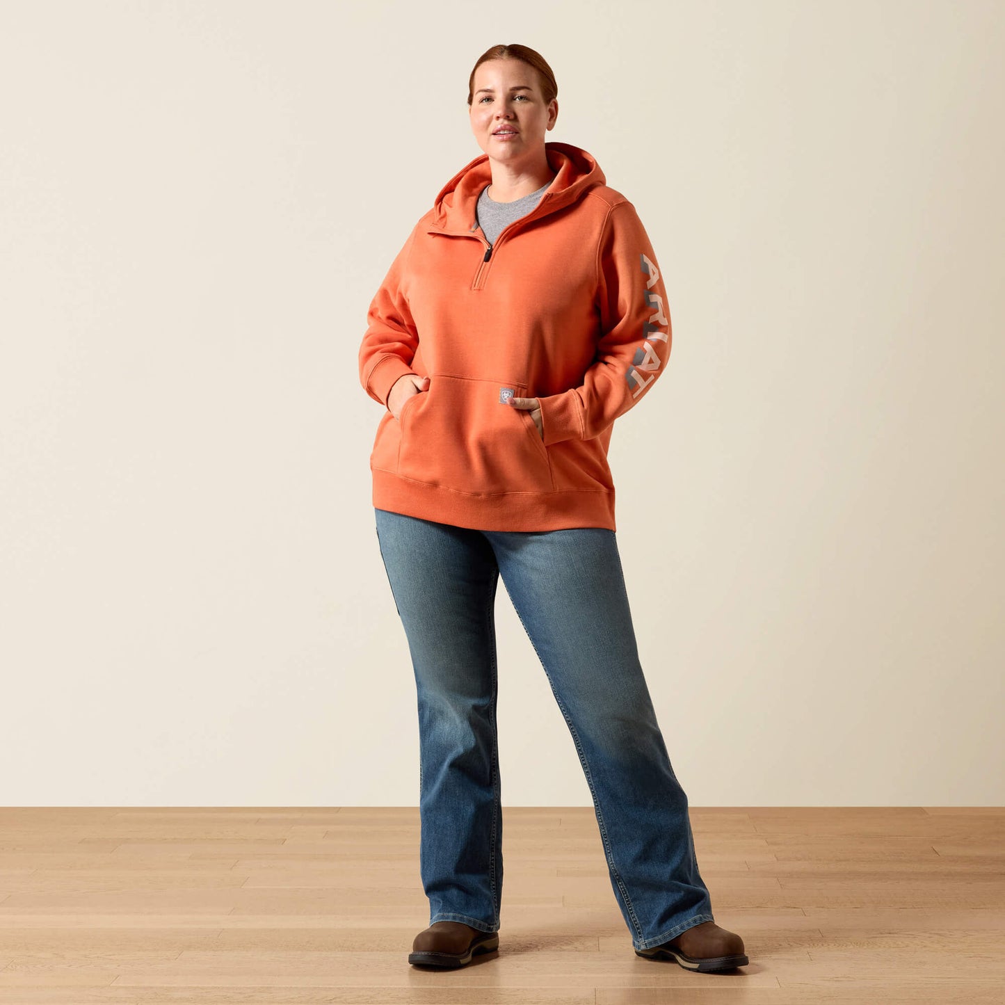 Ariat Rebar Lightweight Logo 1/2 Zip Hoodie
