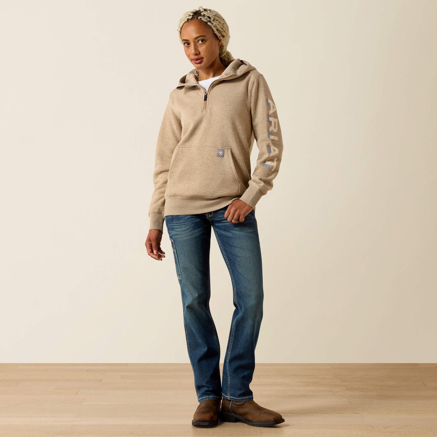 Ariat Rebar Lightweight Logo 1/2 Zip Hoodie