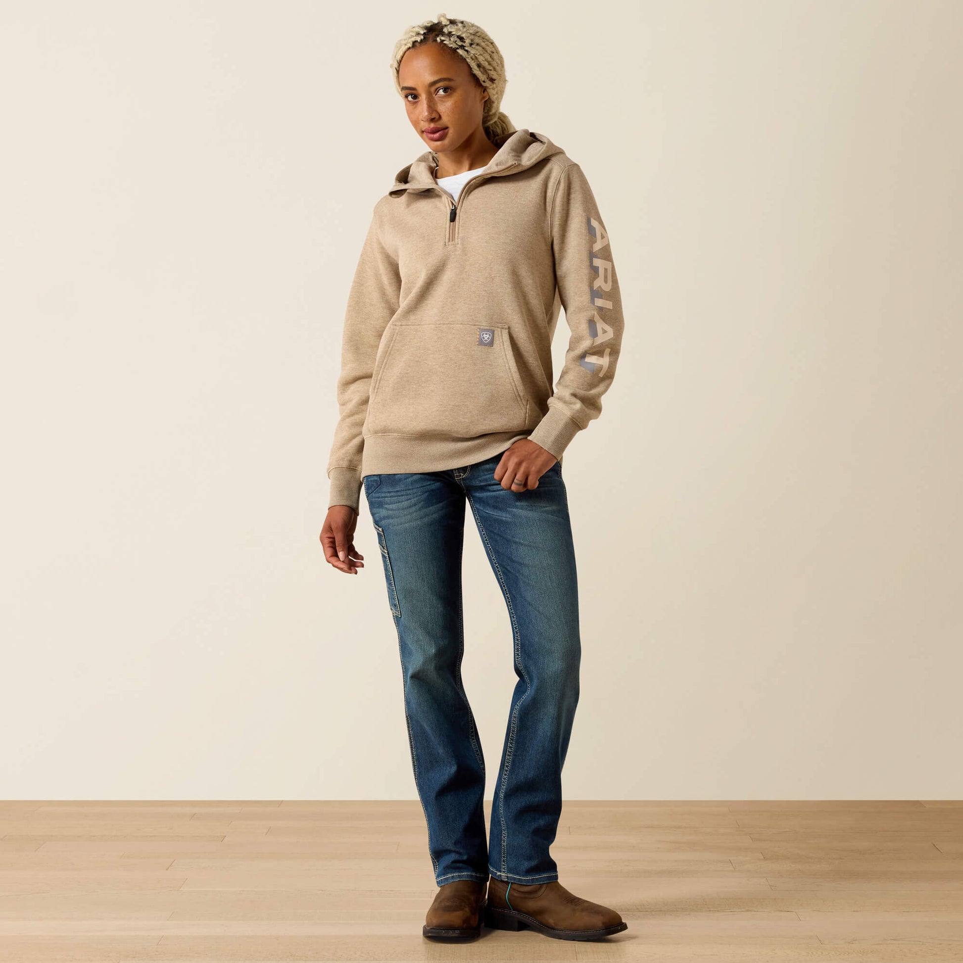 Ariat Rebar Lightweight Logo 1/2 Zip Hoodie