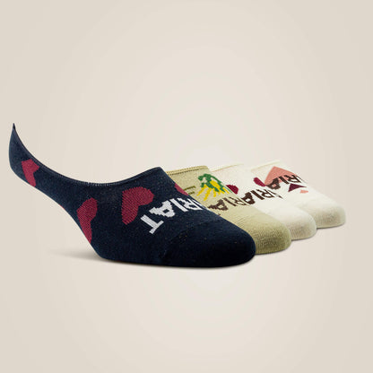 Ariat No Slip No Show Sock 2 Pair Multi Color Pack