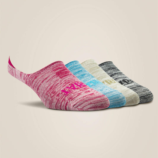 Ariat No Slip No Show Sock 4 Pair Multi Color Pack