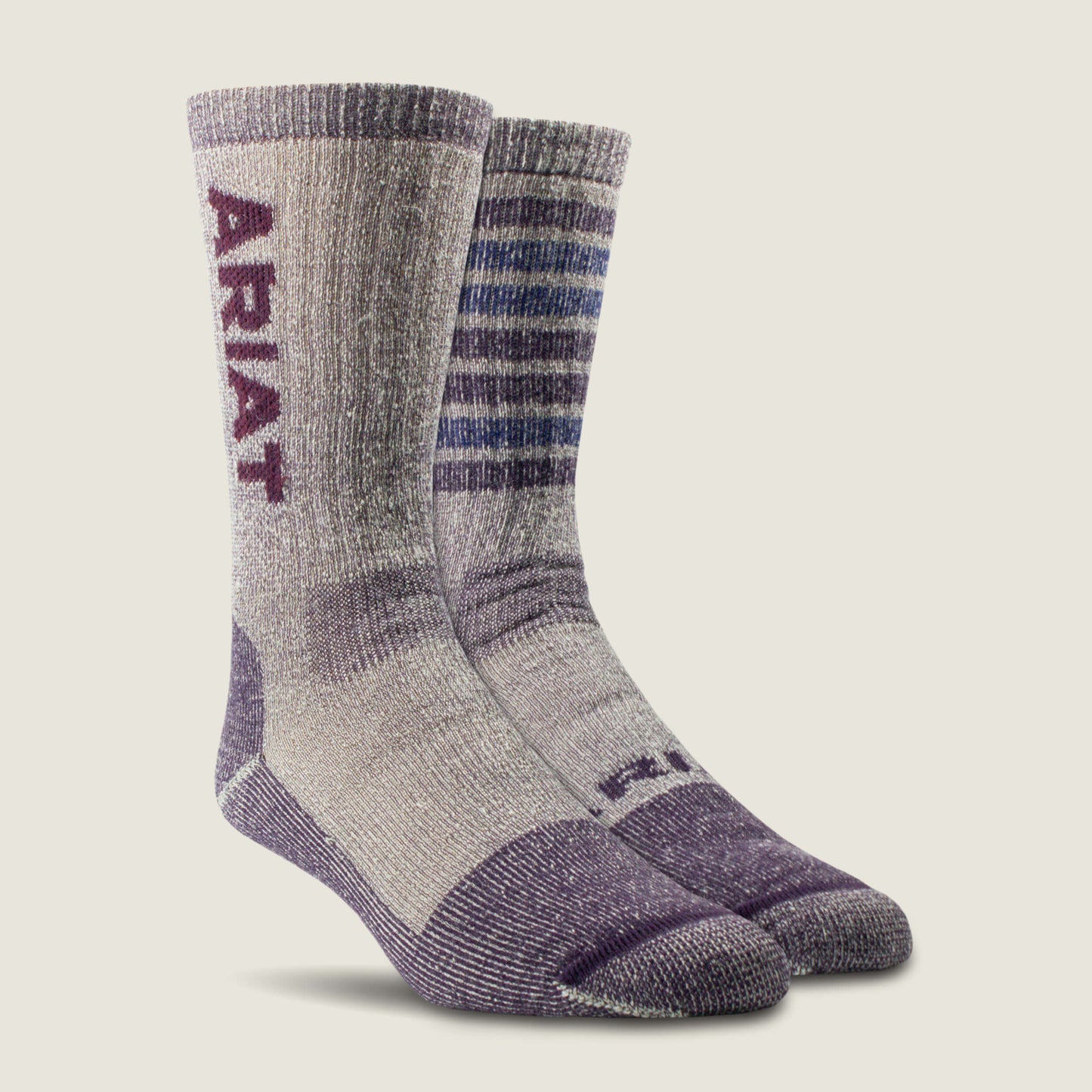 Ariat Midweight Merino Wool Blend Steel Toe Work Sock 2 Pair Multi Color Pack