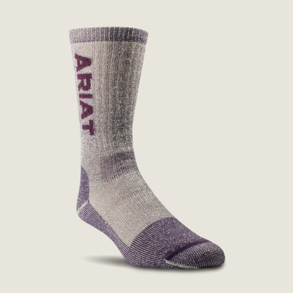 Ariat Midweight Merino Wool Blend Steel Toe Work Sock 2 Pair Multi Color Pack