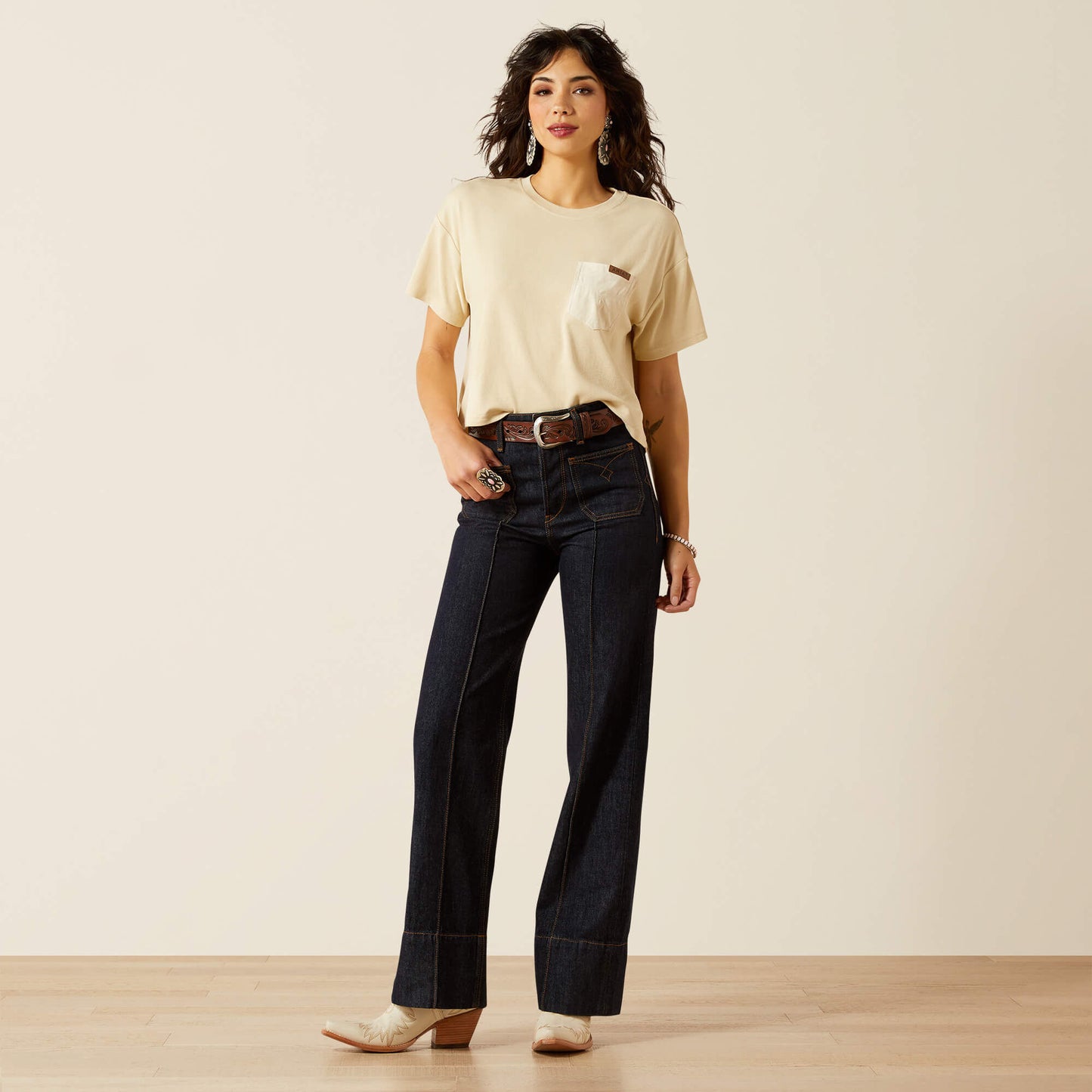 Ariat Ultra High Rise Tomboy Western Utility Wide Leg Jean